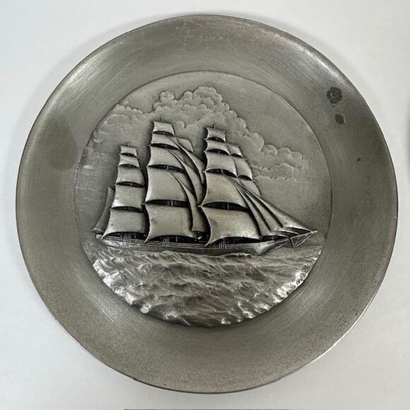 Lance/Hudson Fine Pewter, Plate/Plaque Sailing Ships Decorative Set of 2 USA - Picture 5 of 16